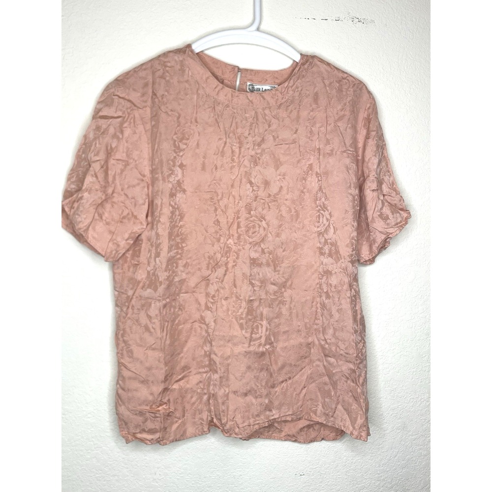 Vintage Silk Land Women's Top Medium Y2K Office Inspo Floral Blouse Shirt Career